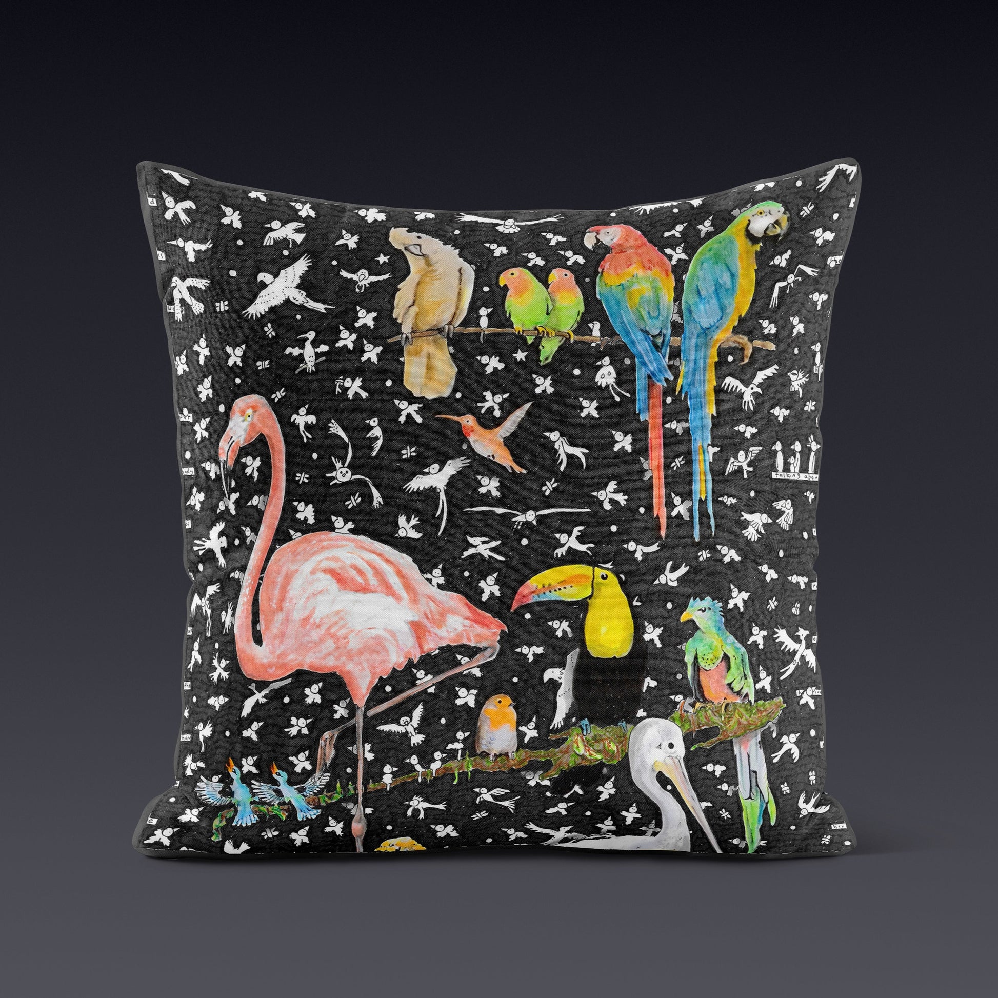 Birds Cushion - The Tiny Art Co