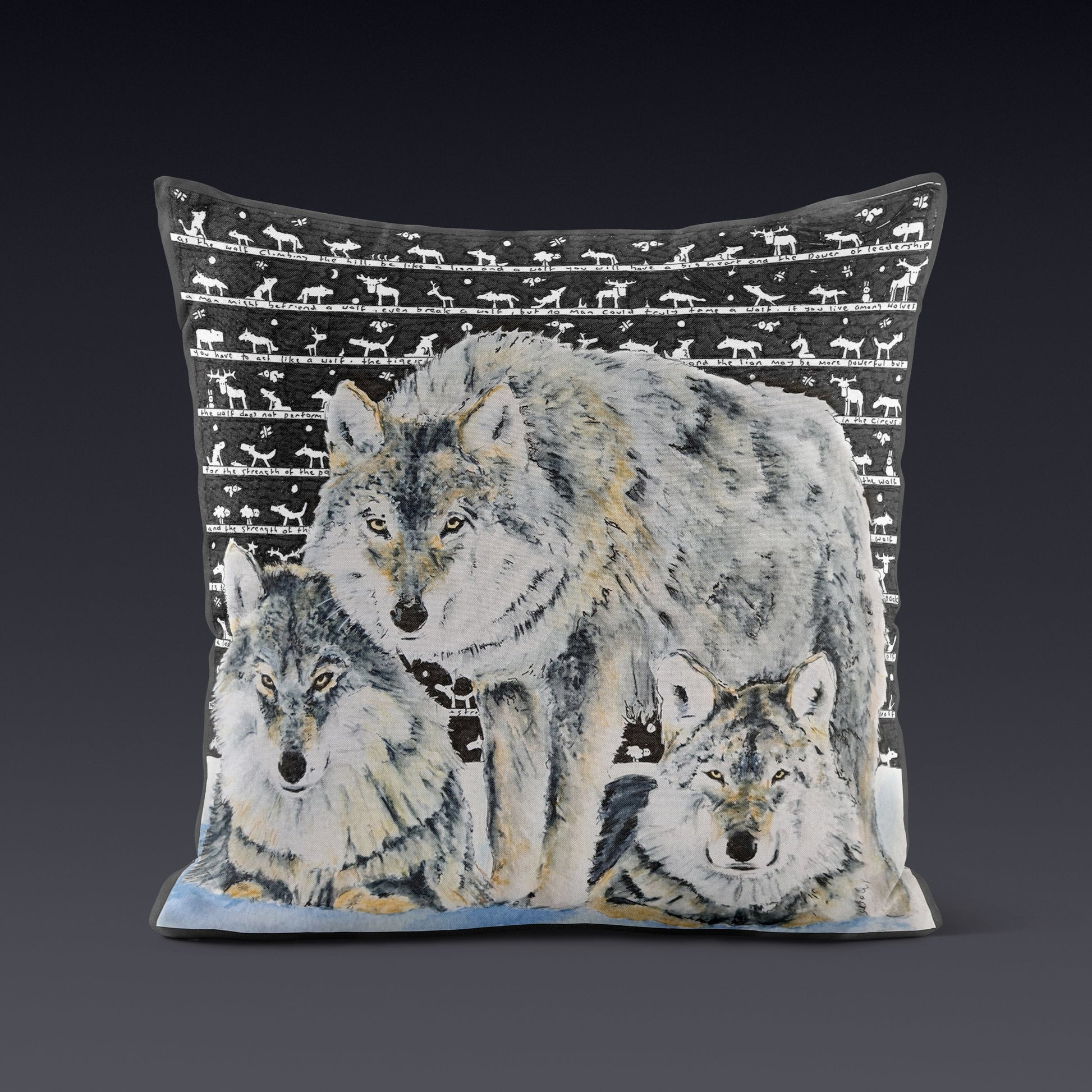 Wolf Cushion - The Tiny Art Co