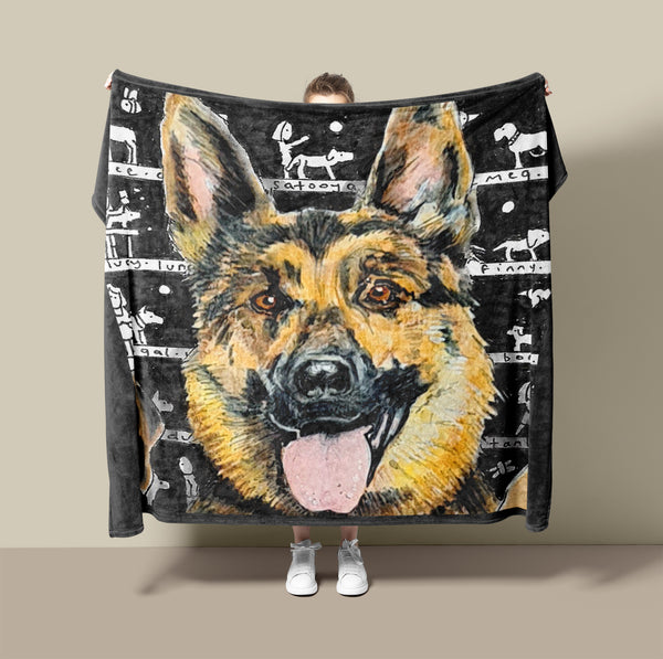 Dog Blanket - German Shepherd Fleece Blanket - The Tiny Art Co