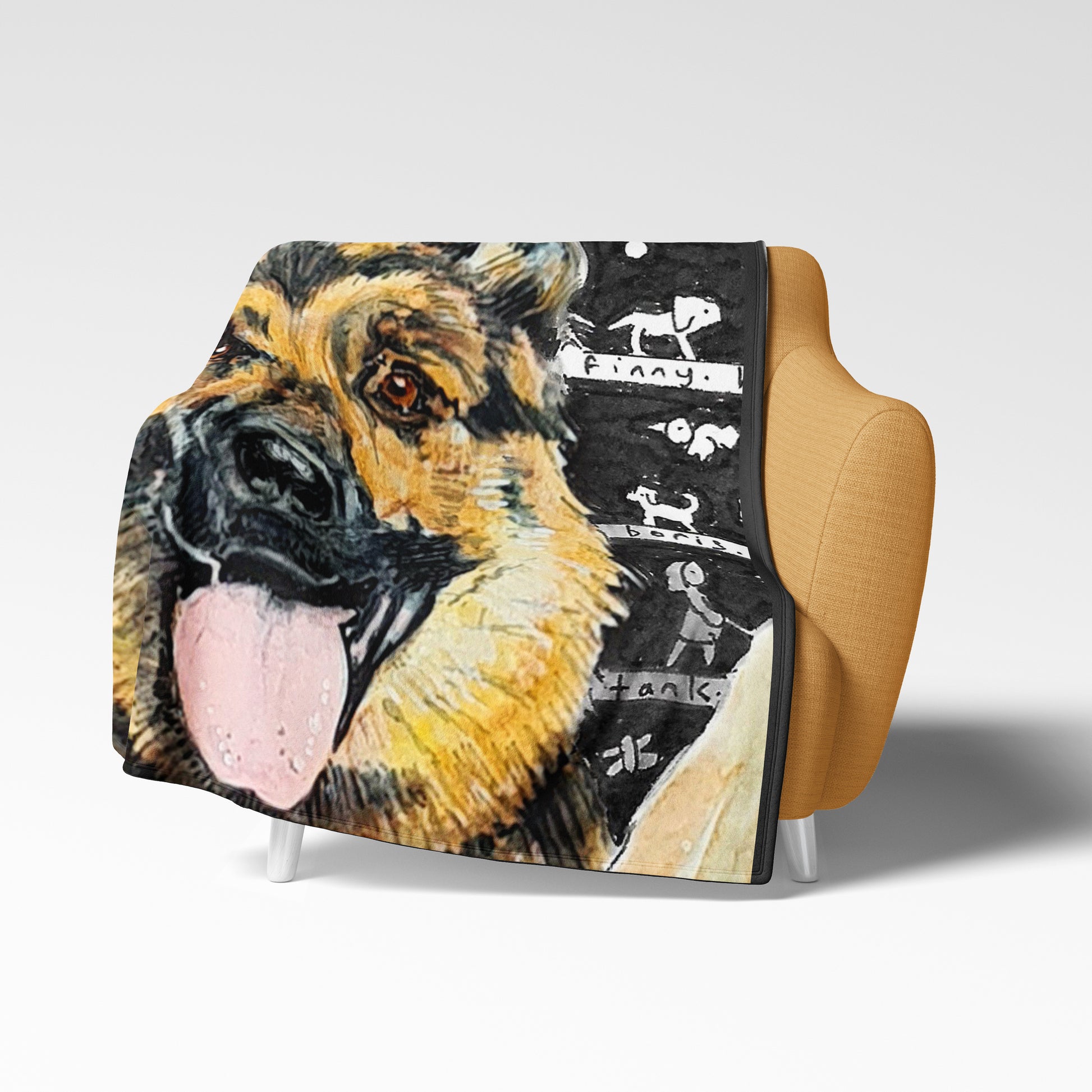 Dog Blanket - German Shepherd Fleece Blanket - The Tiny Art Co