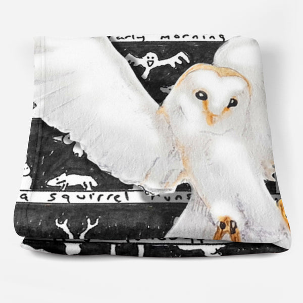 Owl Fleece Blanket - The Tiny Art Co