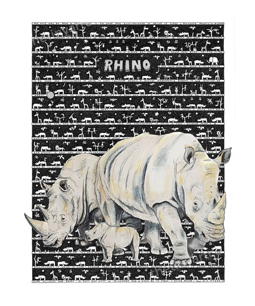 Rhino Art Print - The Tiny Art Co