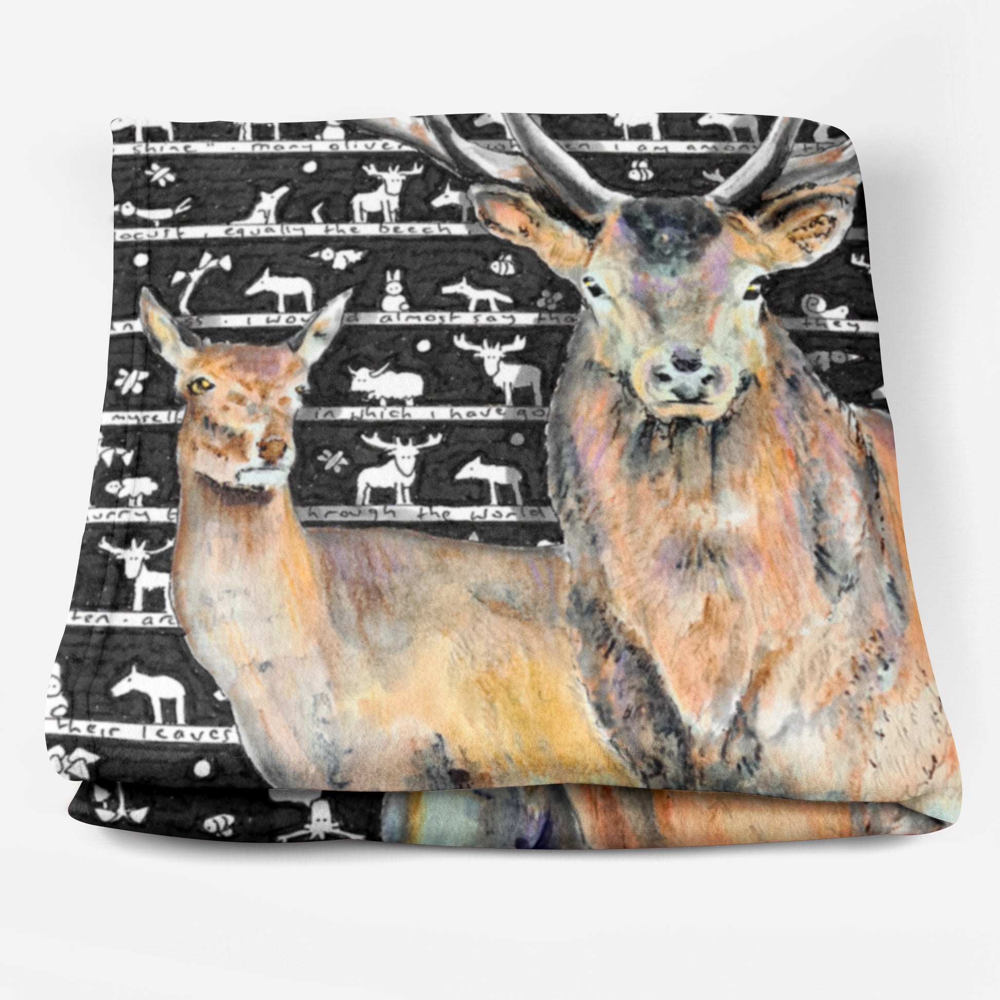 Stag Fleece Blanket - The Tiny Art Co