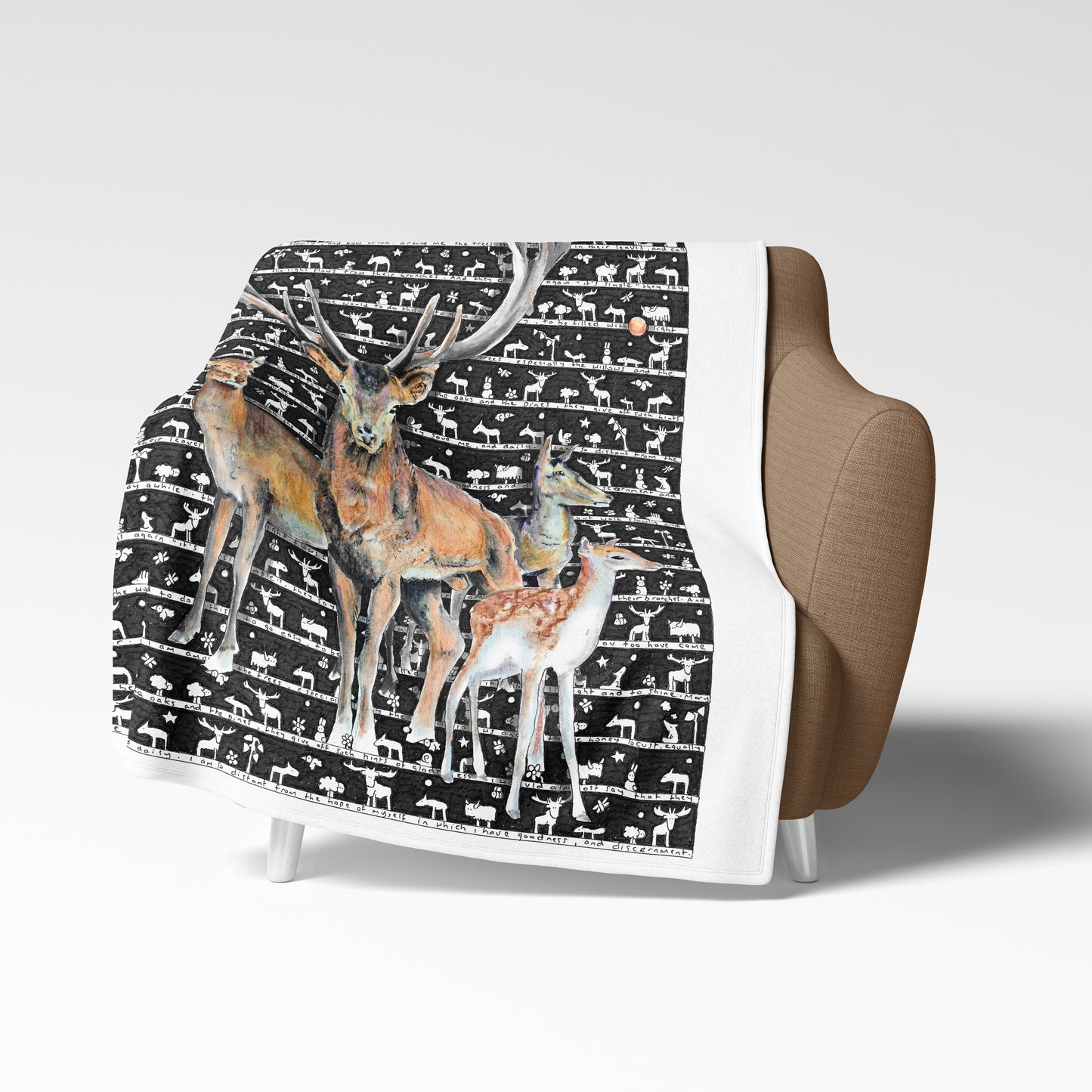 Stag Fleece Blanket - The Tiny Art Co