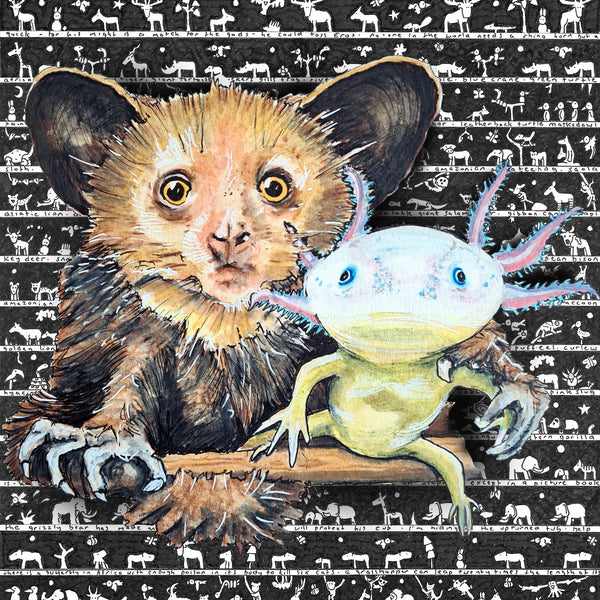 Axolotl Aye-Aye Cushion - The Tiny Art Co